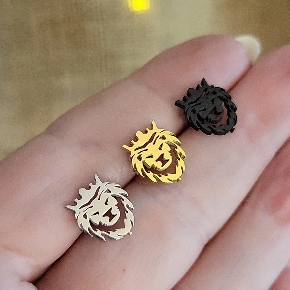 Lion of Judah Stud Earrings, choice of color - Picture 1 of 5
